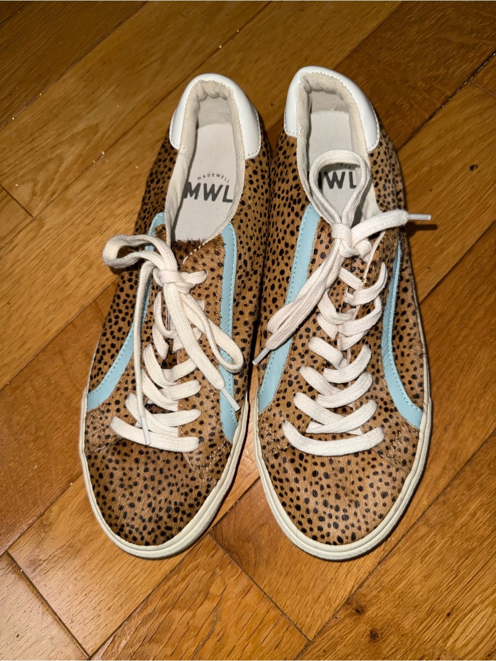 Madewell Leopard Print Sneakers with Light Blue Trim